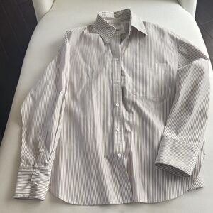 TWP Men inspired oversized tan stripe Shirt